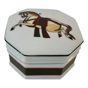 Philippe Deshoulieres for Sophie D'E Limoges Signed Porcelain Horse Trinket Box