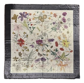 Gucci Floral Metallic Shimmer Lurex Gothic Snake Scarf with Box