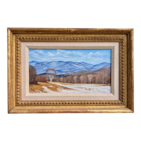 Framed Arthur Jones Vermont Oil Painting Winter Mountain Scene