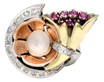 14KWRY Reto Modern Multi-Gemstone Ring, size 7