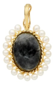 14KY Jadeite & Pearl Enhancer Pendant