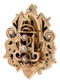 12KY Victorian Etruscan Sheild Pendant/Pin