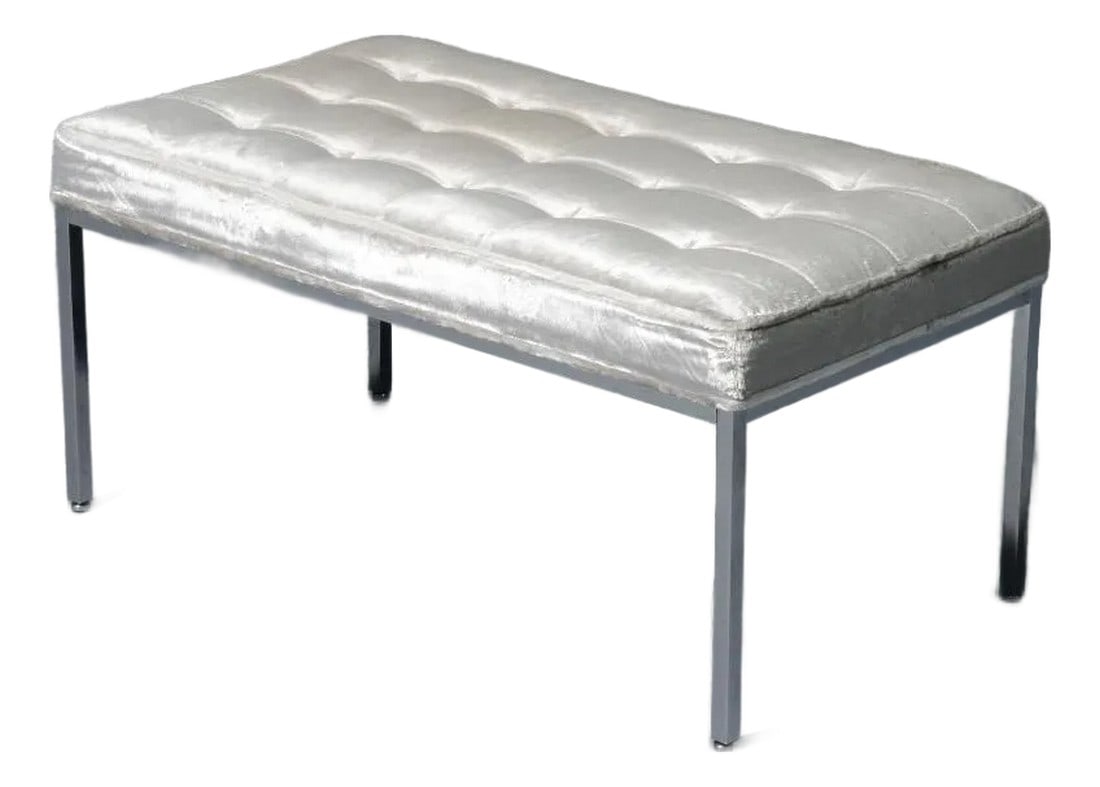 1970s Knoll Velvet and Chrome Bench Designed by Florence Knoll (1 of 8)