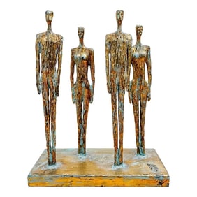 Vintage Gold Couples Figural Brutalist Sculpture