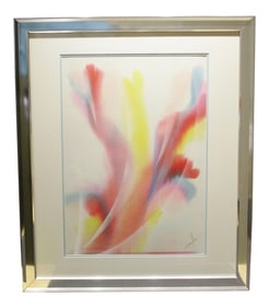 1970s Abstract Watercolor Painting by Dom Mingolla, Framed