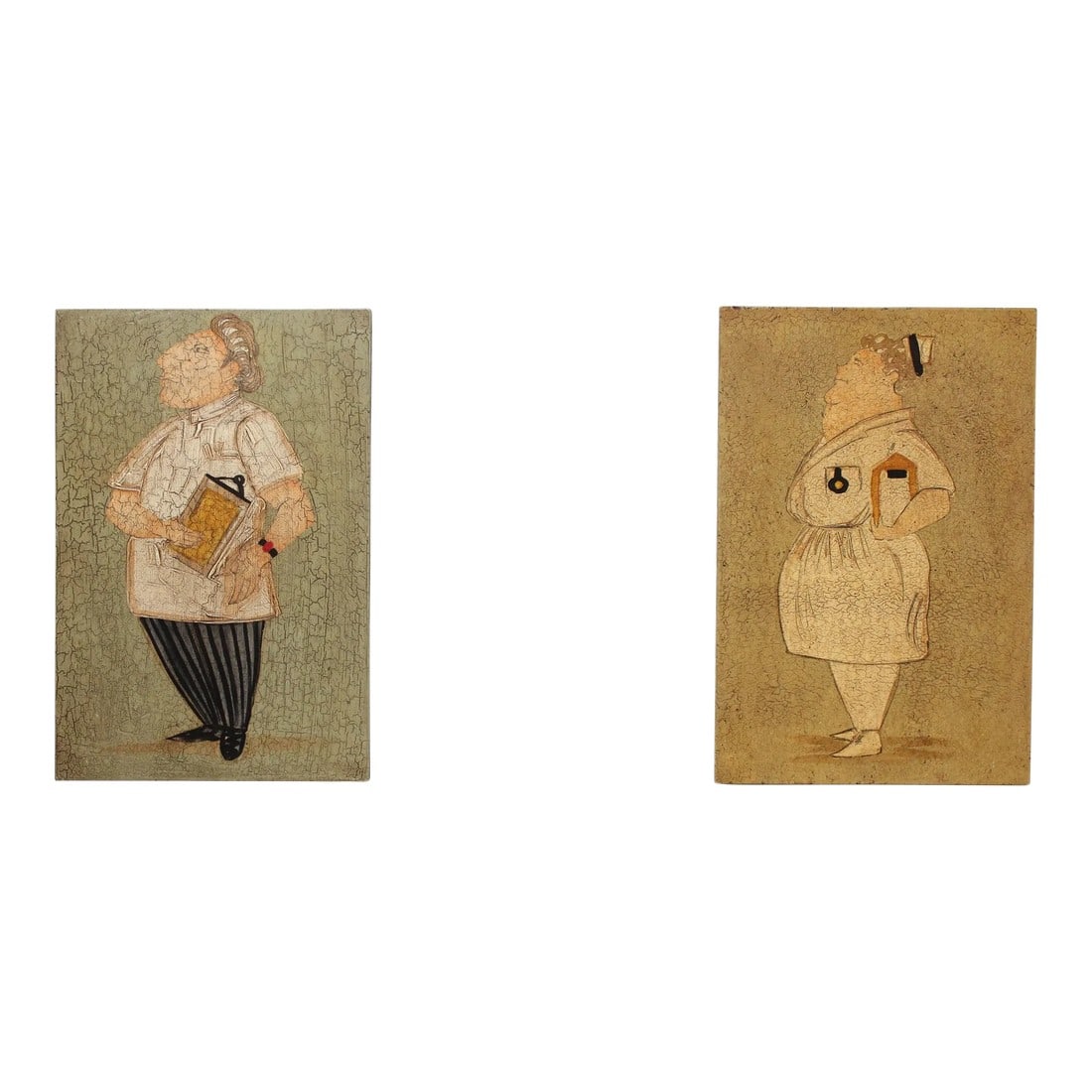 Set of Doctor and Nurse Craquelure Caricature Oil Paintings by Harris Strong (1 of 13)