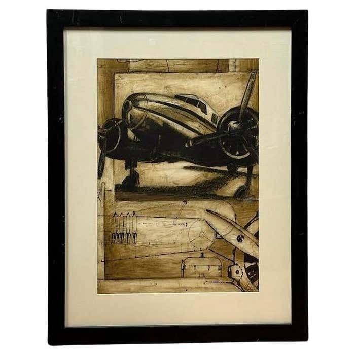 Mysterious Plane Sepia Lithograph (1 of 6)