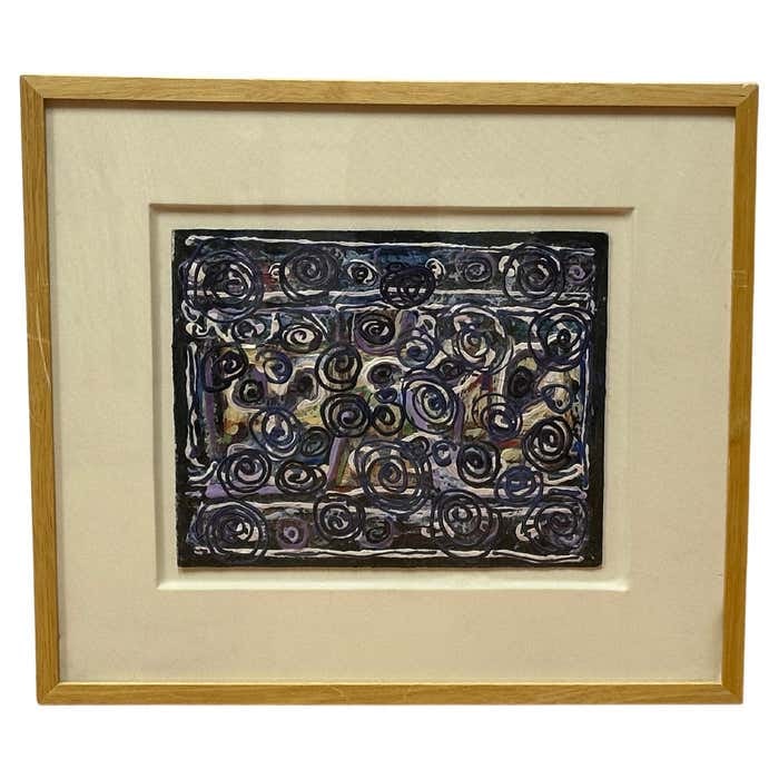 Purple Spirals Abstract Geometric Gouache by Wesley Johnson (1 of 7)