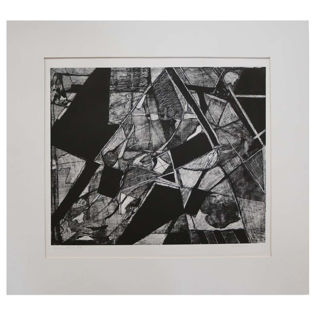 Summer Series 2/6 Black and White Abstract Lithograph Signed L. Siekman (1 of 7)