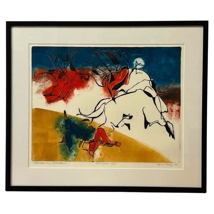 Tumblers and White Horse Monoprint by Eduard Franz (1 of 7)