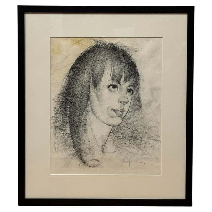 Black and White Charcoal Portrait of a Woman by Max Turner (1 of 6)