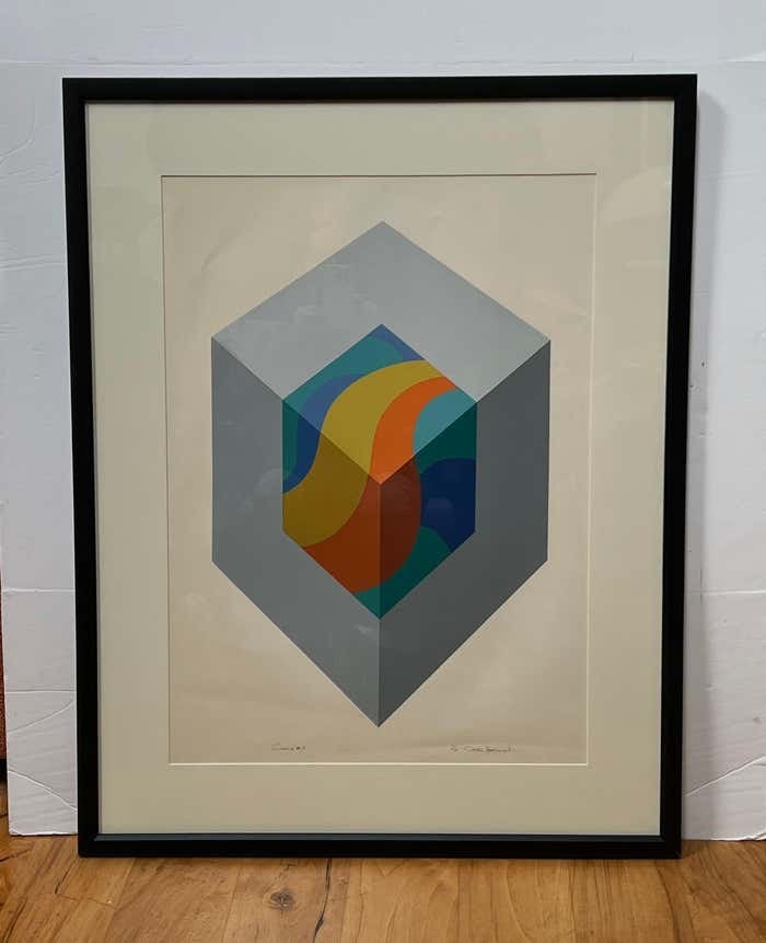 Cube #3" Constructivist Lithograph by Chester Solomont (1 of 5)