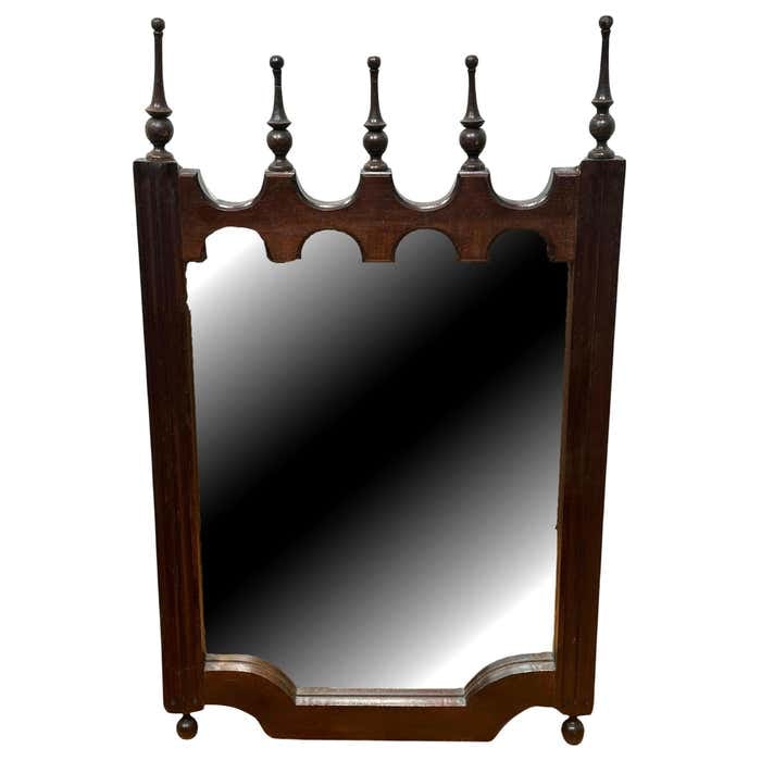 Gothic Revival Dark Walnut Frame Mirror (1 of 5)