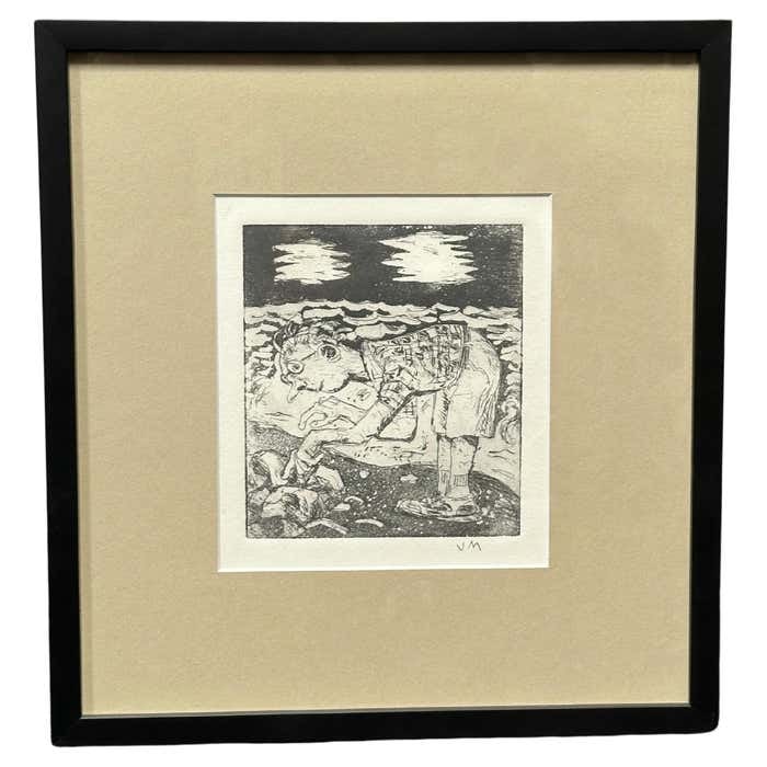 Modern Black and white Caricatural Lithograph by John Marx (1 of 5)