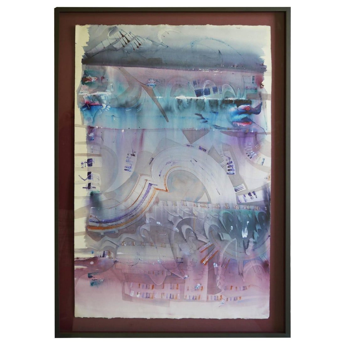 Rhythmic Abstract Blue and Purple Watercolor by Barry Bleach (1 of 5)
