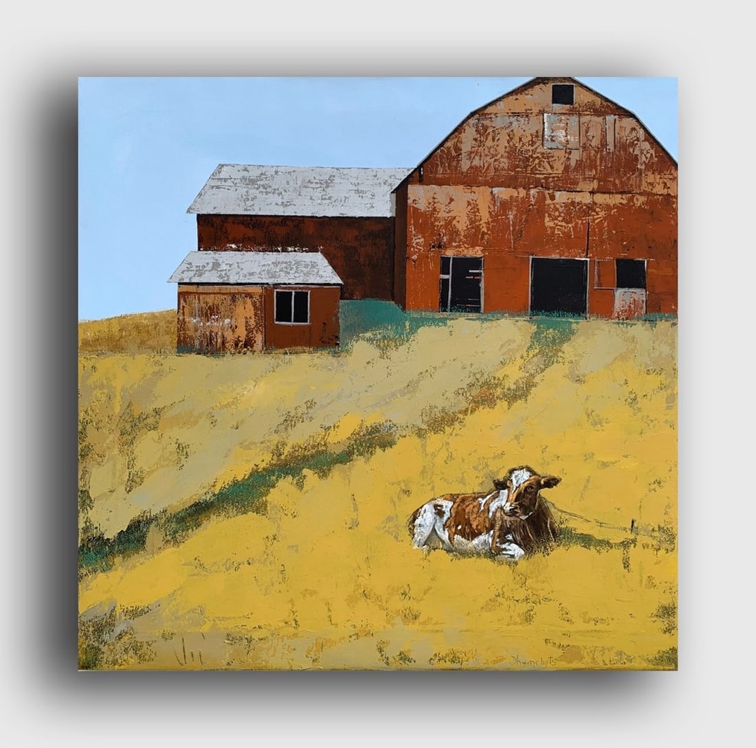 Title: Oil painting Farm Ukrainian painter  Description: 06ShI  Painter: Ilona Sh. Size: 60x60 cm/ (1 of 11)