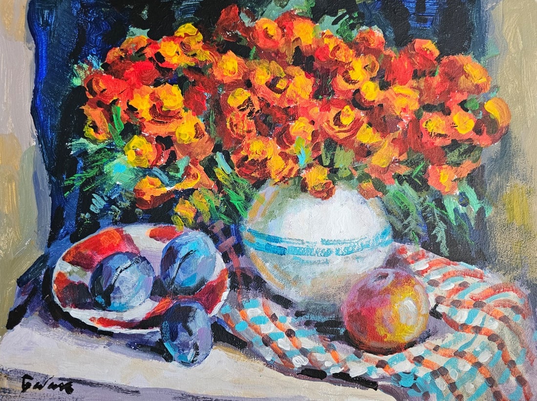 Title: Acrylic painting Marigold Vyacheslav Petrovich Babac Description: 336BA Painter: (1 of 10)