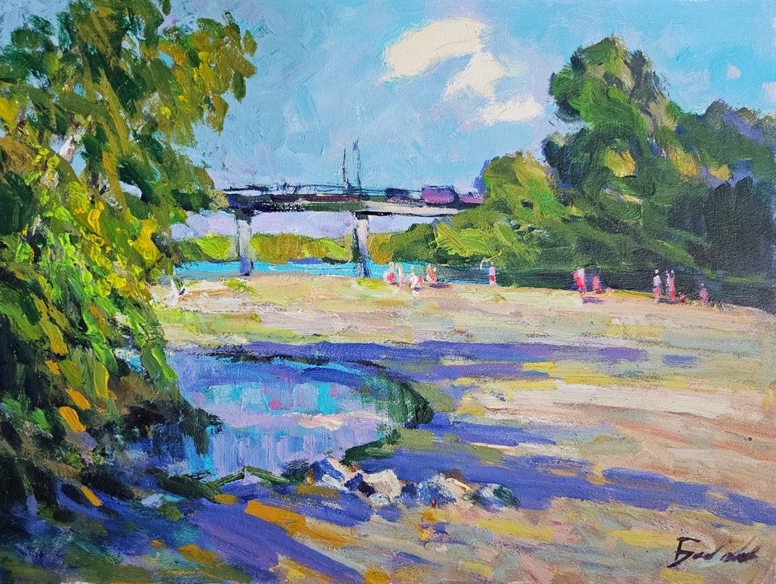 Title: Acrylic painting Riverscape Vyacheslav Petrovich Babac  Description: 340BA   Painter: (1 of 10)