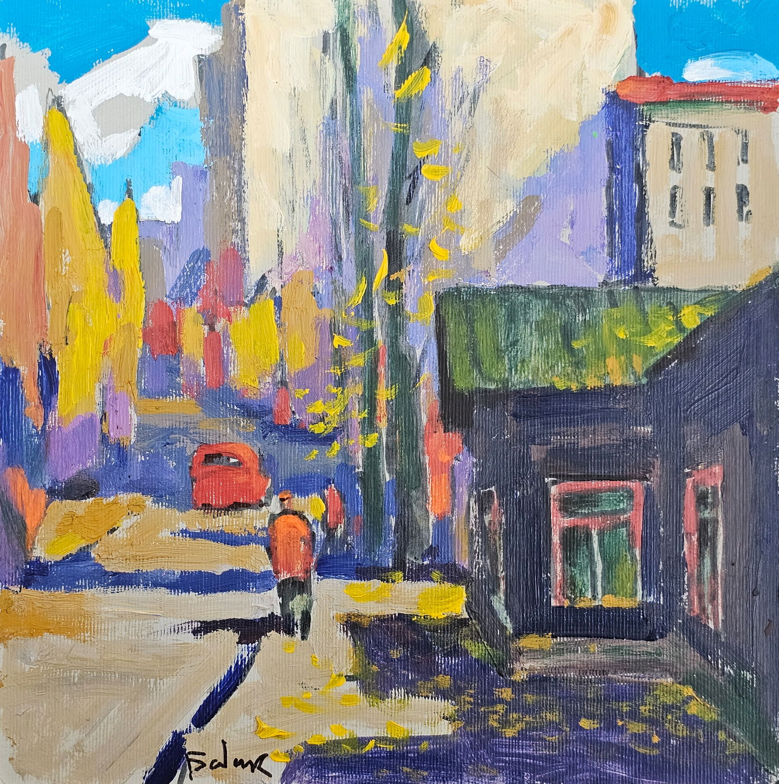 Title: Acrylic painting city street Vyacheslav Petrovich Babac Description: 379BA Painter: (1 of 10)