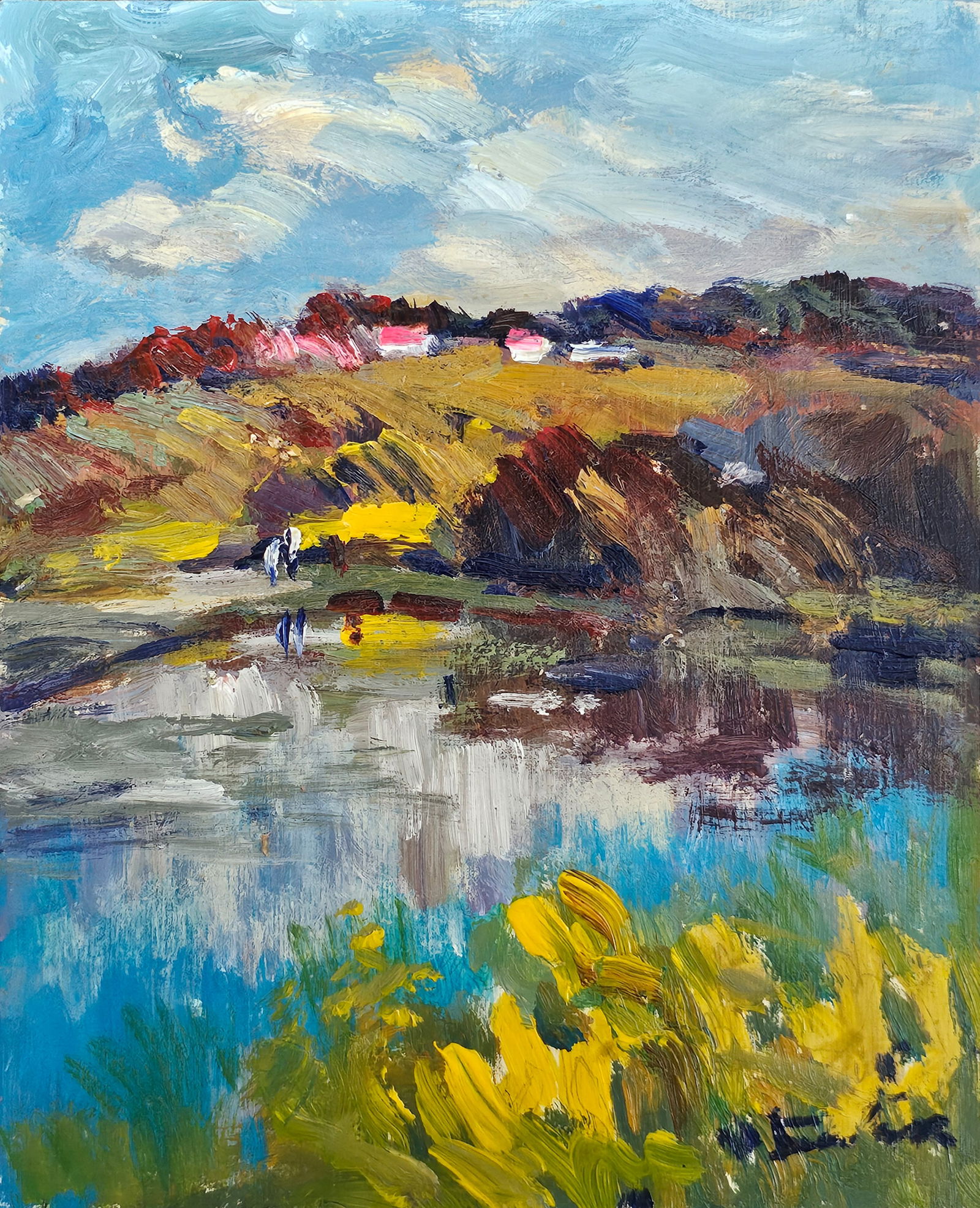 Title: Acrylic painting on the river Vyacheslav Petrovich Babac Description: 455BA Painter: (1 of 10)