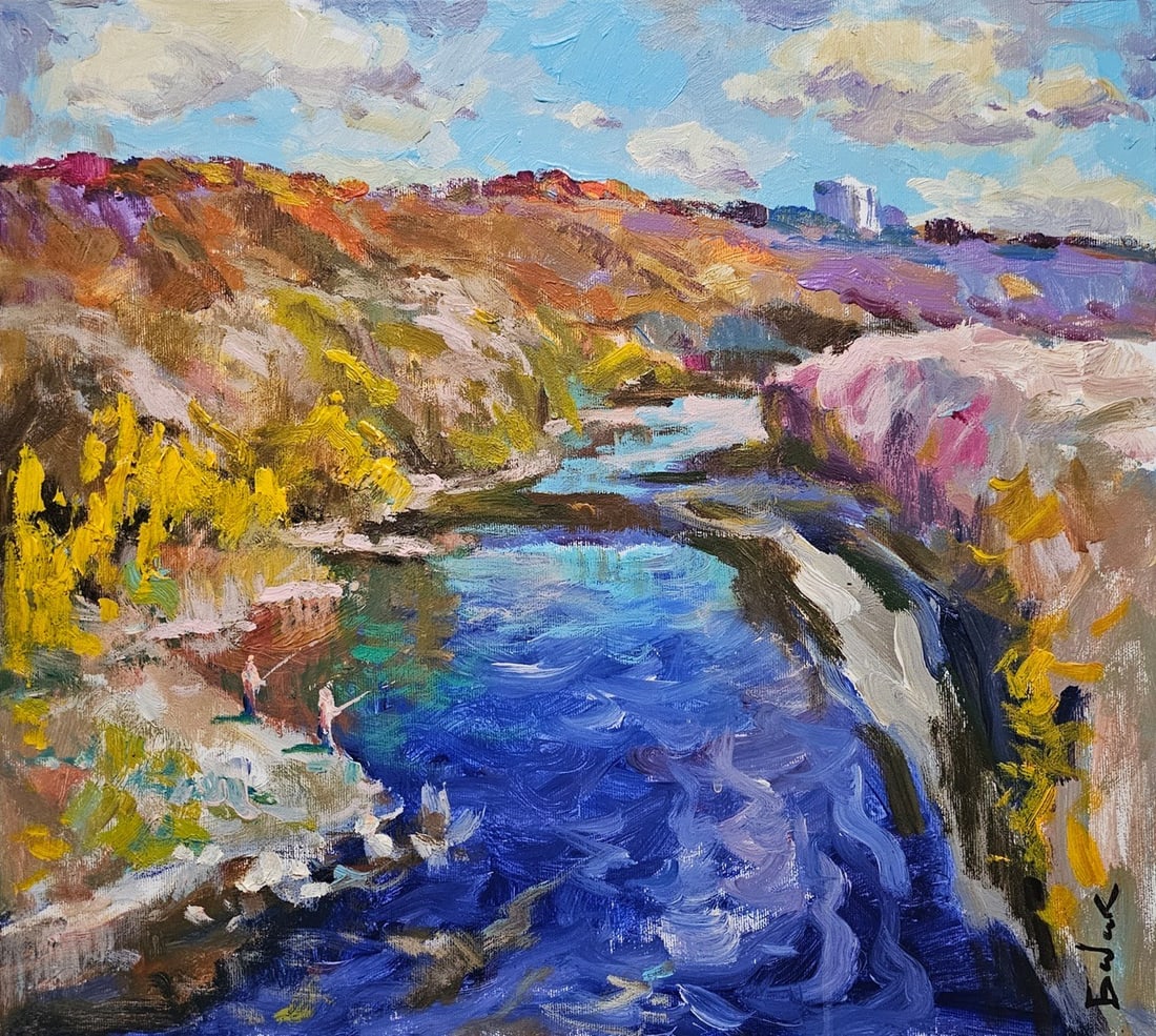Title: Acrylic painting River Vyacheslav Petrovich Babac Description: 472BA Painter: Vyacheslav (1 of 10)