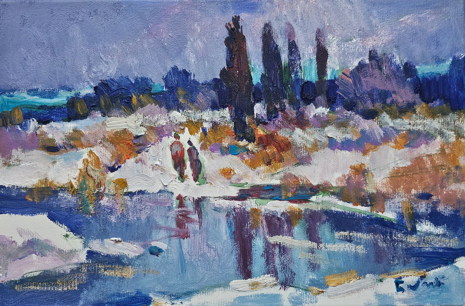 Title: Acrylic painting walk in the winter Vyacheslav Petrovich Babac Description: 476BA (1 of 10)