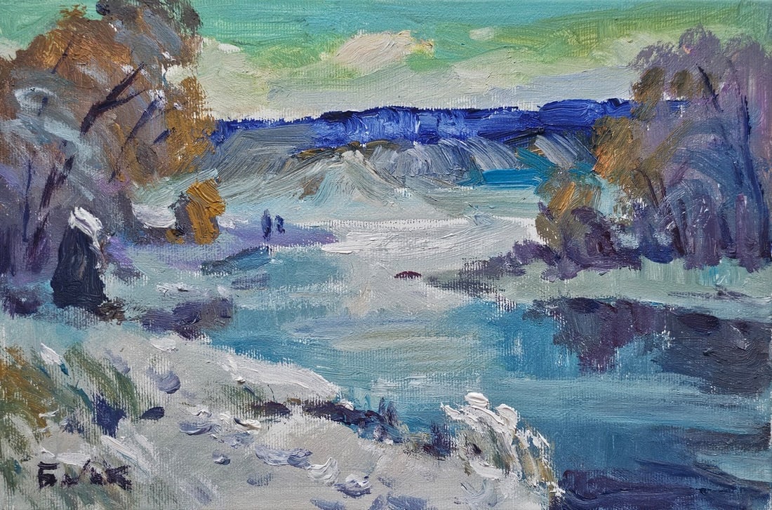 Title: Acrylic painting winter is here Vyacheslav Petrovich Babac Description: 478BA Painter: (1 of 10)