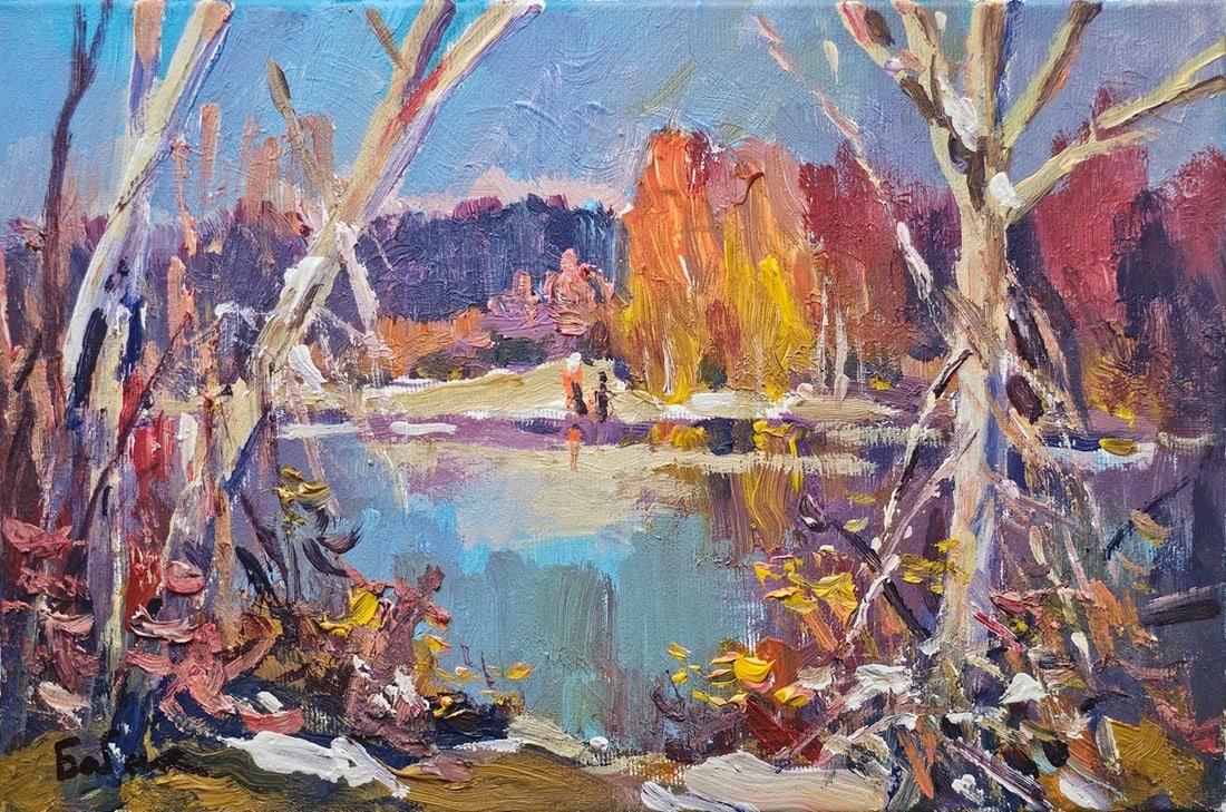 Title: Acrylic painting first snow Vyacheslav Petrovich Babac Description: 480BA Painter: (1 of 10)