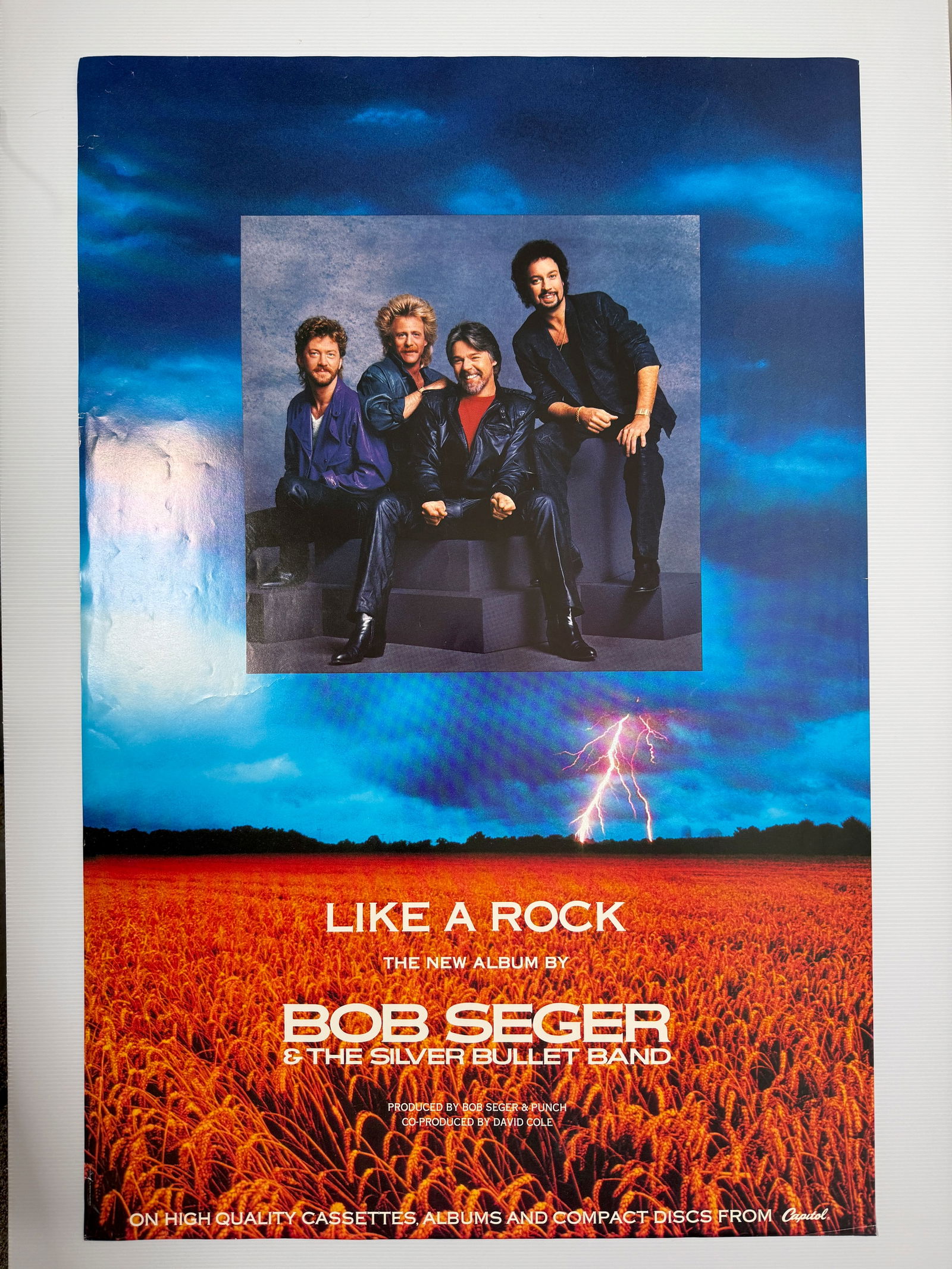 BOB SEGER - LIKE A ROCK RECORD STORE PROMO: Title: BOB SEGER - LIKE A ROCK RECORD STORE PROMO Description: BOB SEGER - LIKE A ROCK RECORD STORE PROMO. 1986. ABOUT 24 X 36. Reserve: $5.00 Shipping: Domestic: Flat-rate of $12.00 to anywhere withi