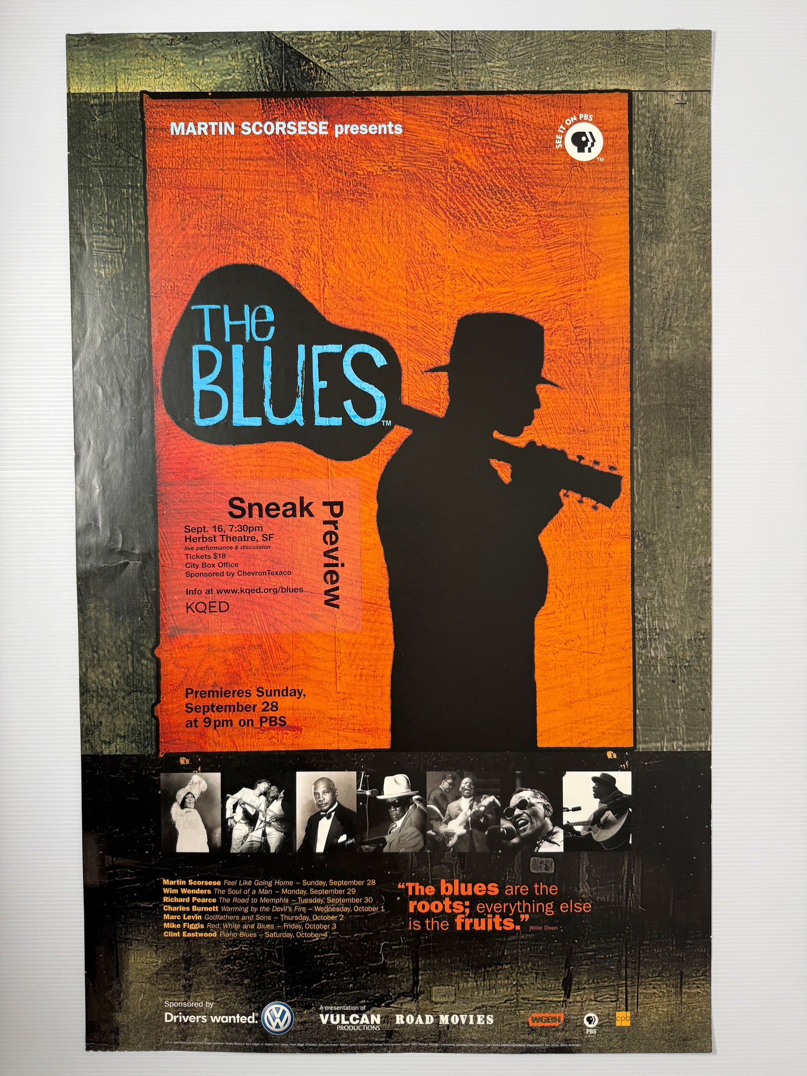 MARTIN SCORSESE PRESENT - THE BLUES: Title: MARTIN SCORSESE PRESENT - THE BLUES Description: MARTIN SCORSESE PRESENT - THE BLUES. ABOUT 20 X 30.. Reserve: $5.00 Shipping: Domestic: Flat-rate of $12.00 to anywhere within the contiguous U.