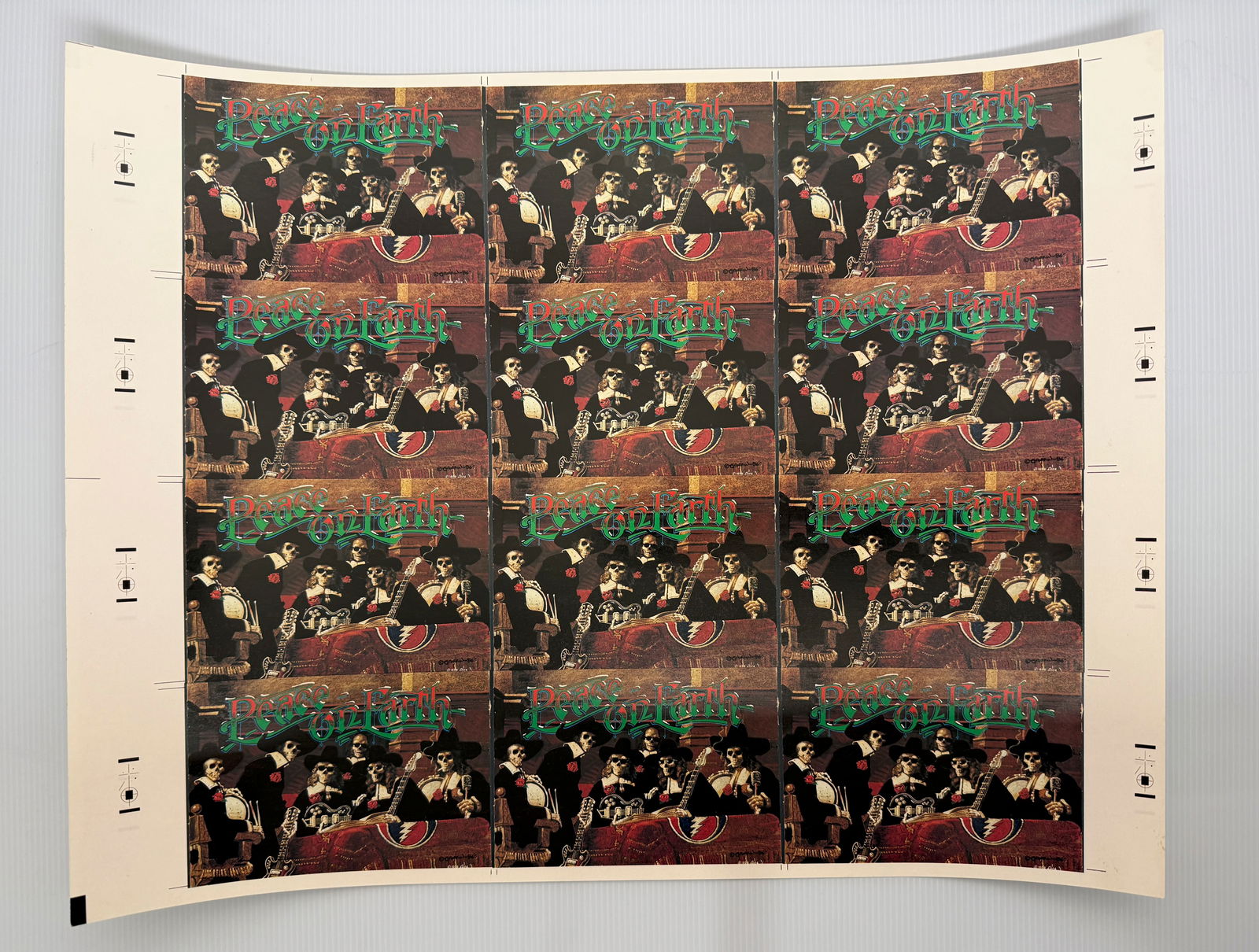 RARE RARE !  GRATEFUL DEAD CHRISTMAS CARD UNCUT PROOF (1 of 2)