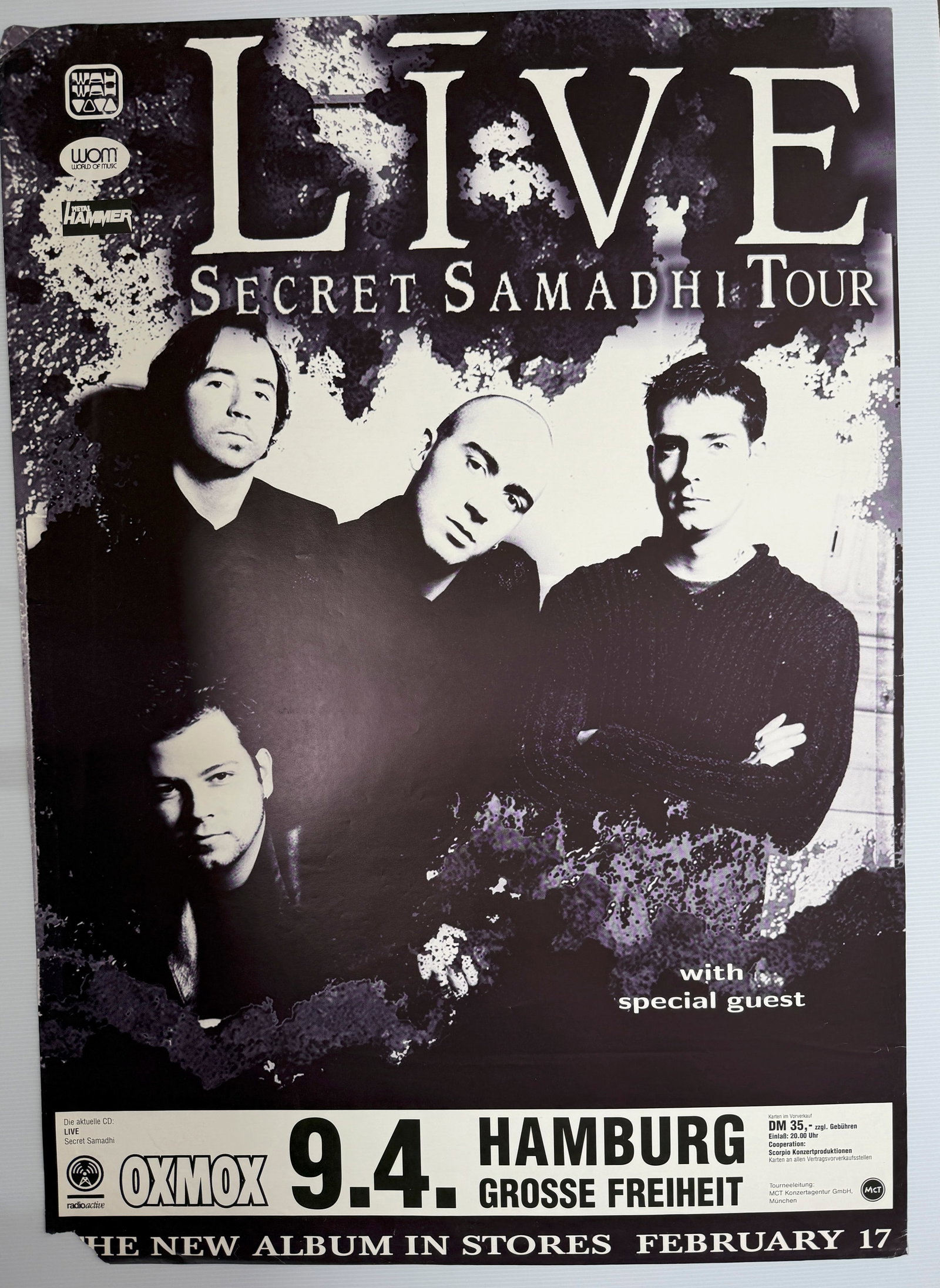 RARE - Live - Secret Samadhi HAMBURG GERMANY: Title: RARE - Live - Secret Samadhi HAMBURG GERMANY Description: RARE - Live - Secret Samadhi HAMBURG GERMANY. 1997. ABOUT 24 X 36. HAS SMALL CORNER TORN BUT IS SHIPPED WITH PIECE. Live (/la?v/, often