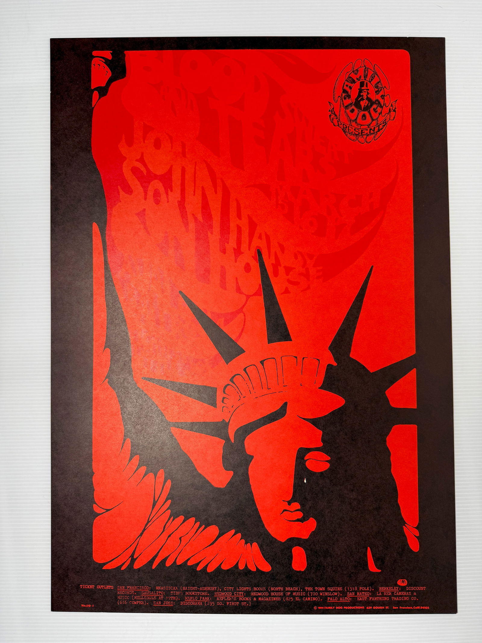 FD110 BLOOD SWEAT AND TEARS BY MOUSE: Title: FD110 BLOOD SWEAT AND TEARS BY MOUSE Description: FD110 BLOOD SWEAT AND TEARS BY MOUSE. 1ST. 1968. 14 X 20. NEAR MINT TO MINT Reserve: $50.00 Shipping: Domestic: Flat-rate of $12.00 to anywhere