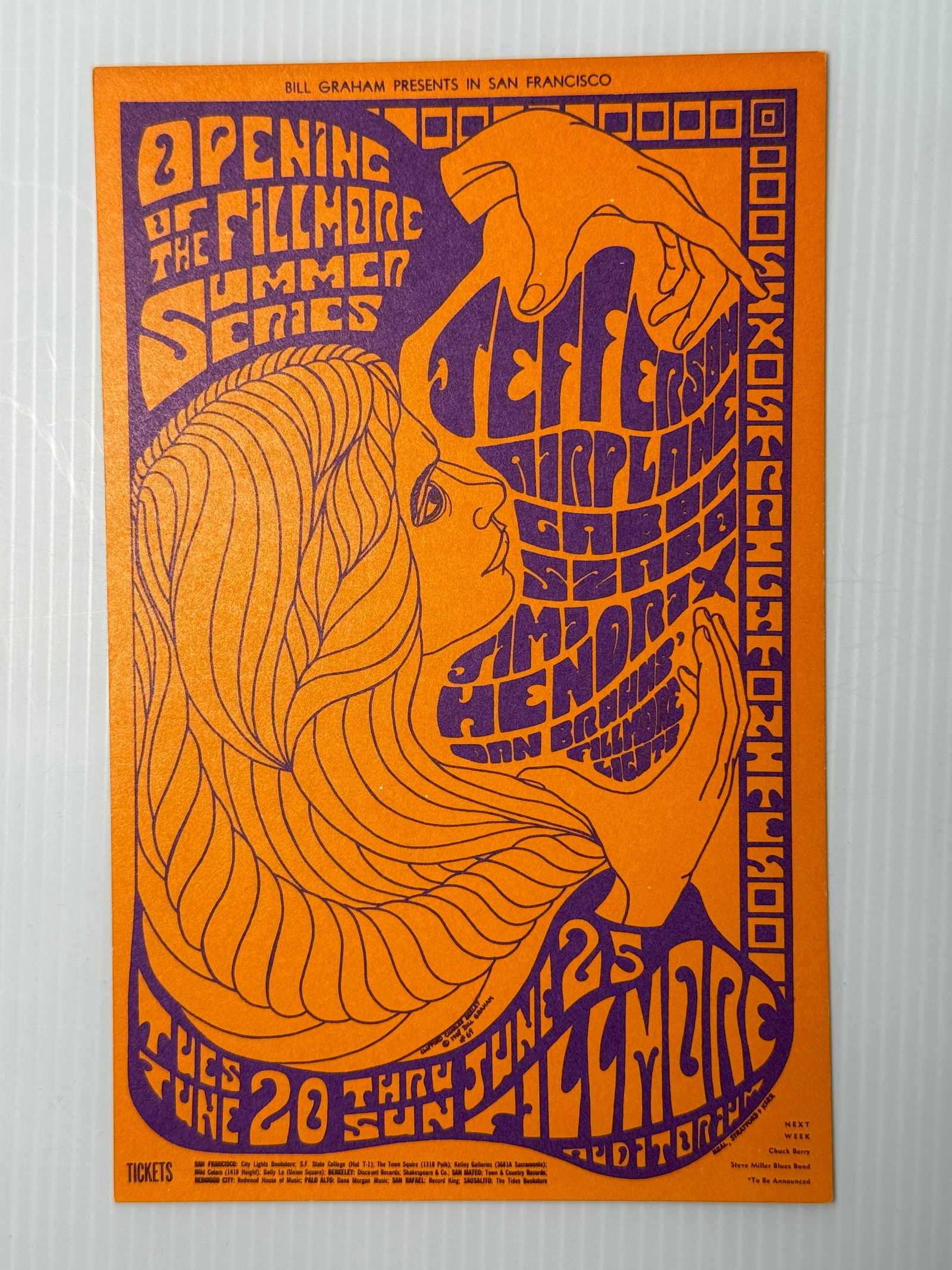 BG69 JIMI HENDRIX / JEFFERSON AIRPLANE POSTCARD (1 of 2)