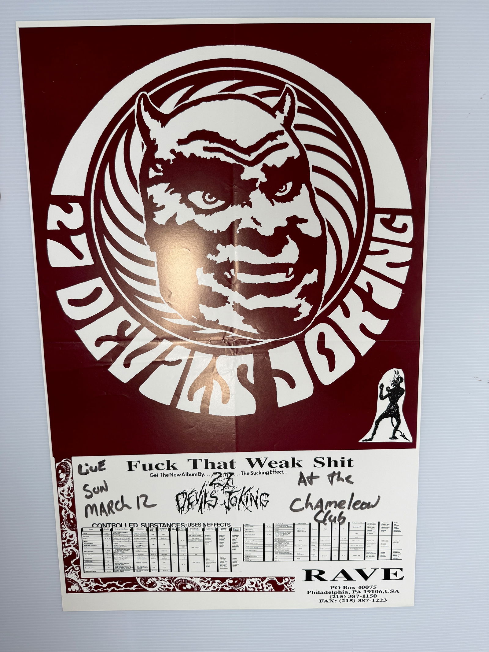 27 DEVILS JOKING TOUR POSTER: Title: 27 DEVILS JOKING TOUR POSTER Description: 27 DEVILS JOKING TOUR POSTER. ABOUT 12 X 17 Reserve: $5.00 Shipping: Domestic: Flat-rate of $12.00 to anywhere within the contiguous U.S. International