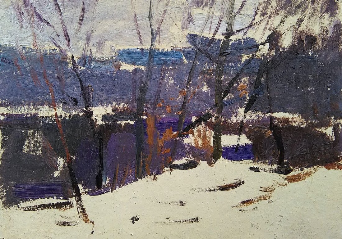Oil painting Winter forest by the river Viktor Khadzhinov (1 of 5)