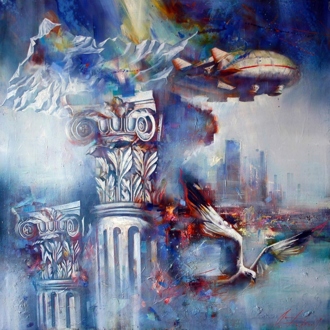 Oil painting Flight over the city Alexander Dobrodiy (1 of 8)