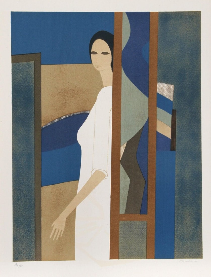 Minaux Original Lithograph Helene-Ariane Signed & Numbered 1974: Title: Minaux Original Lithograph Helene-Ariane Signed & Numbered 1974 Artist: Minaux Description: Artist: Andre Minaux Country: France Title: Helene - Ariane Medium: Original Lithograph Marks: Hand-S