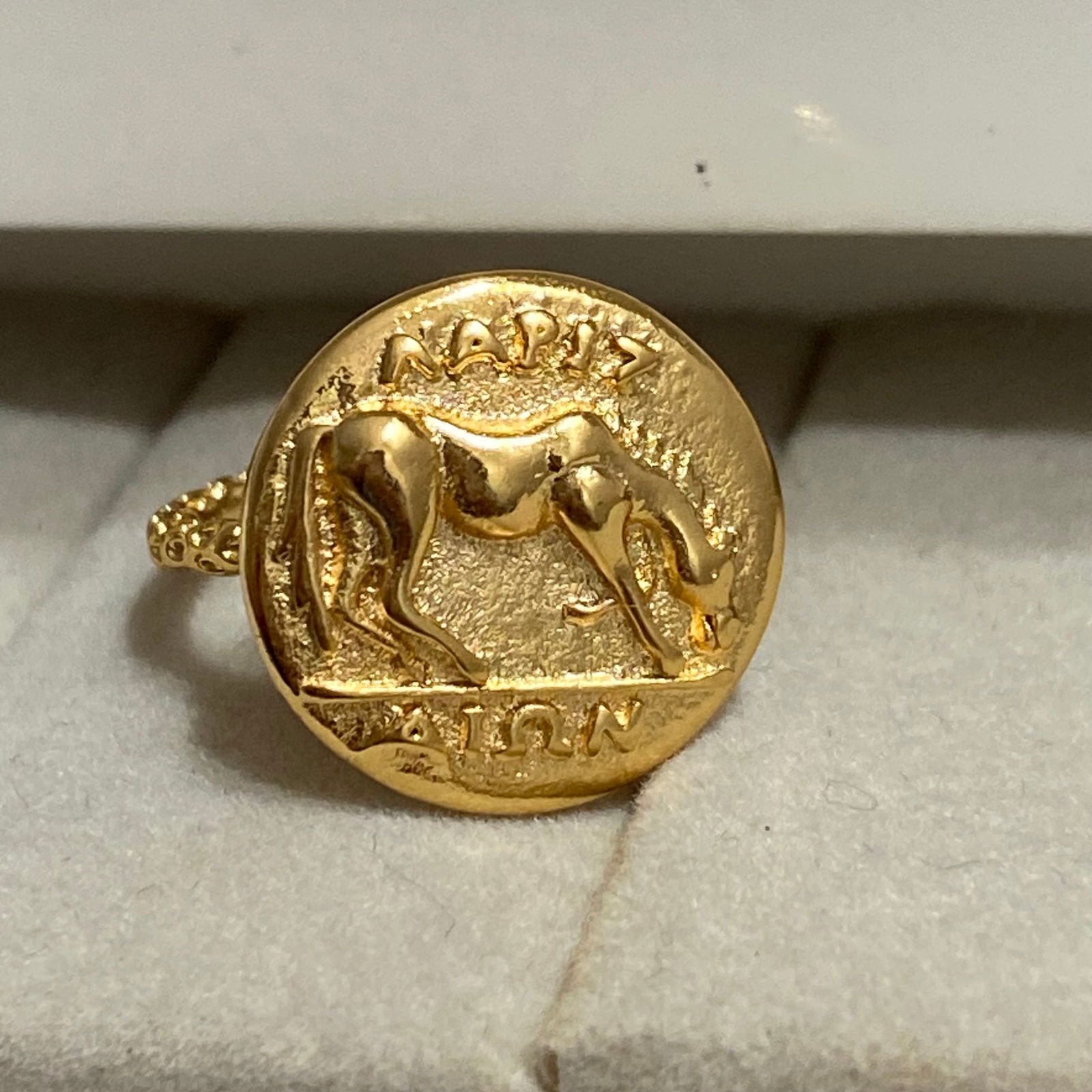 18K Gold Plated Horse Signet Pinky Ring Handmade Statement Ring (1 of 6)
