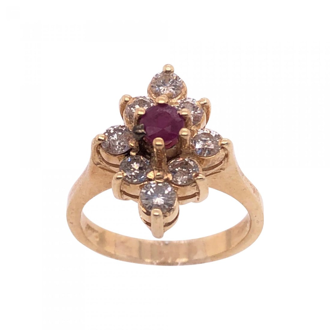 14 Karat Yellow Gold Ruby Center Framed In Diamonds Ring (1 of 10)