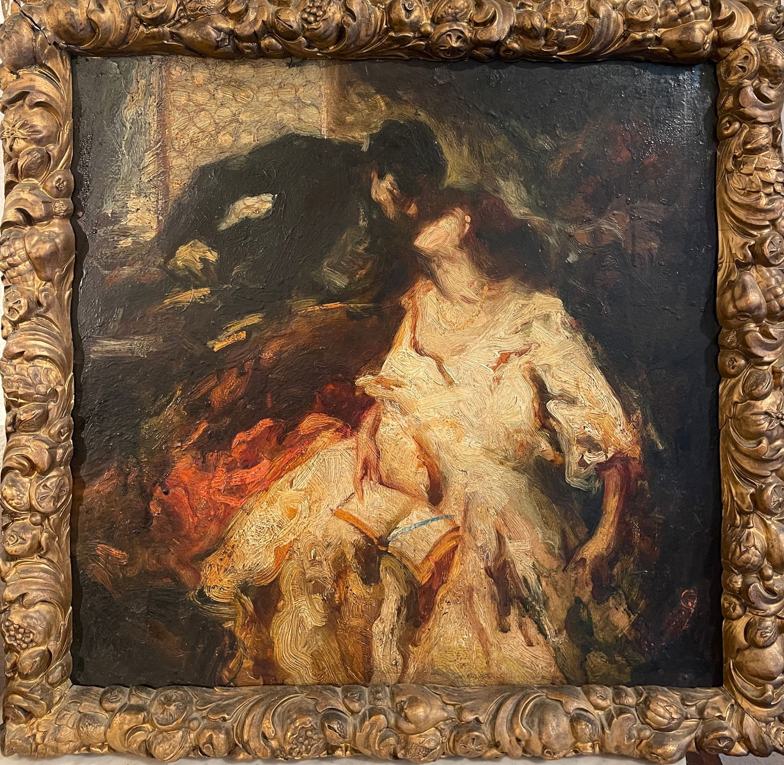 Old Master Painting, Oil on Panel, Paolo Malatesta and Francesca da Rimini, M. Pobbiati, 19th (1 of 7)