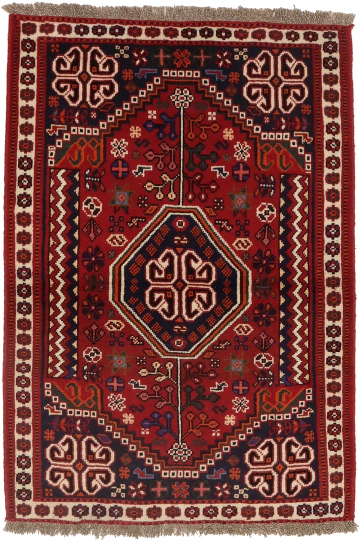 Red Tribal 3'4X5 Shiraz Persian Rug (1 of 19)