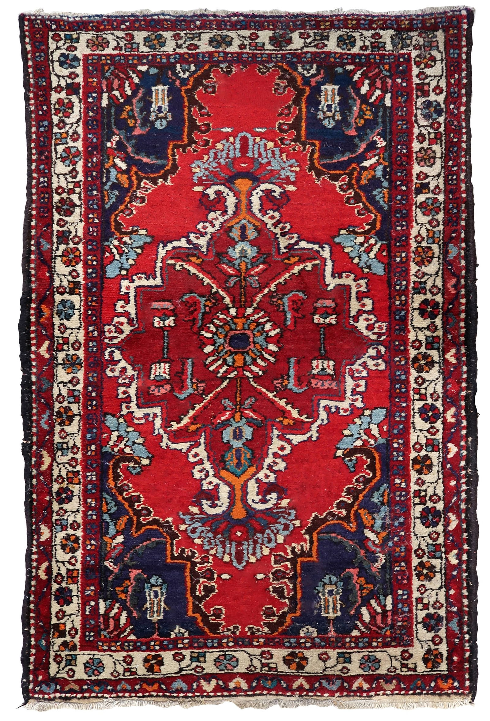 Handmade vintage Persian Hamadan rug 3.2' x 4.8' (100cm x 149cm) 1970s (1 of 10)