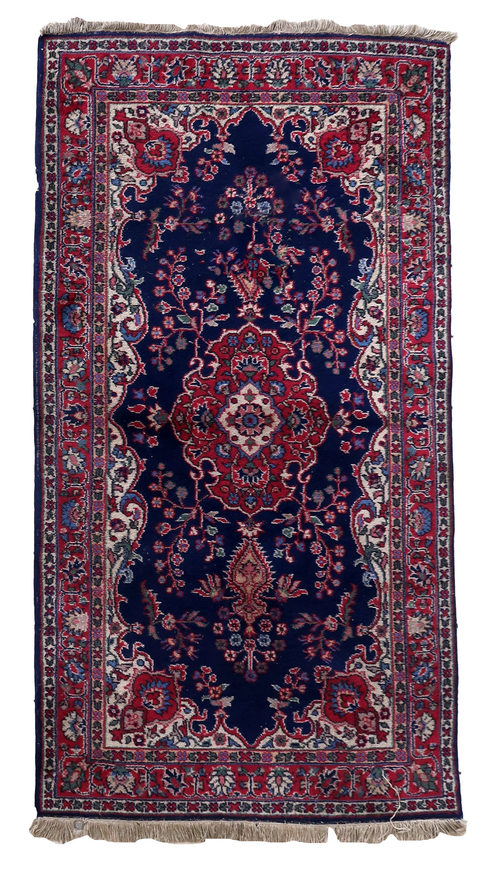 Handmade antique Persian Kerman rug 3.8' x 7.1' (117cm x 218cm) 1930s (1 of 11)