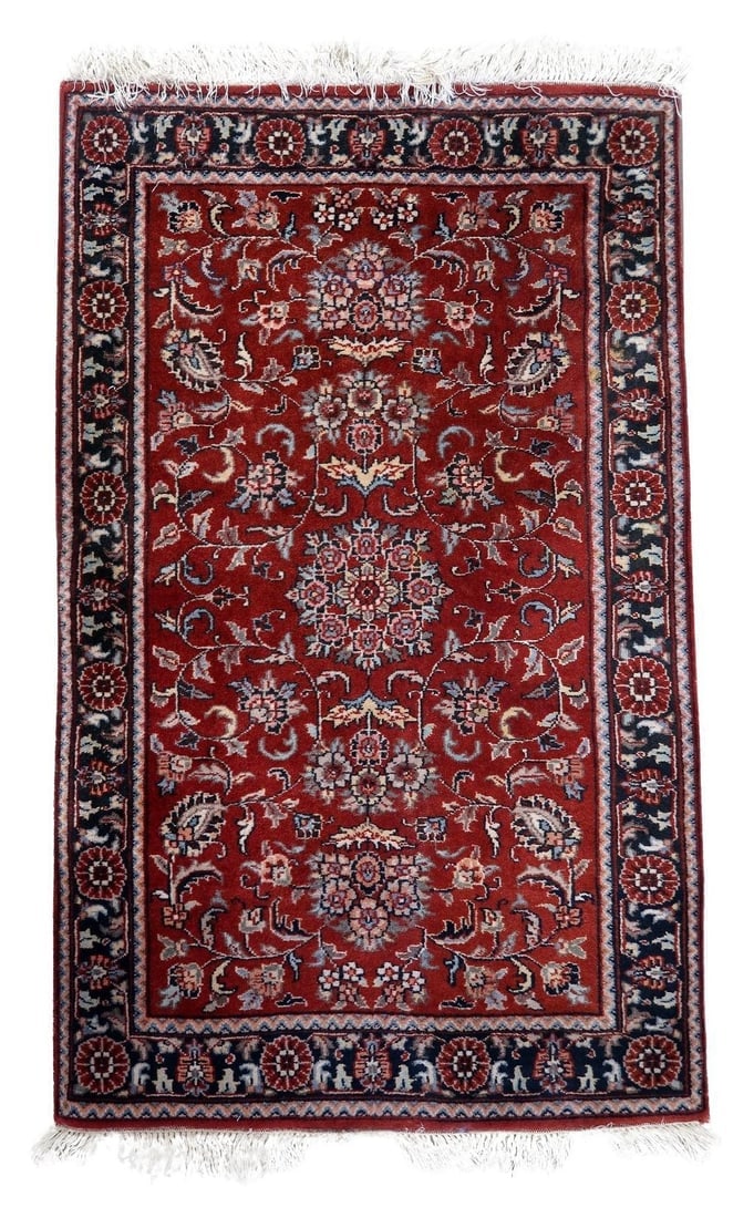 Handmade Vintage Persian Sarouk Rug 2.4' x 4' (76cm x 122cm), 1970s (1 of 12)