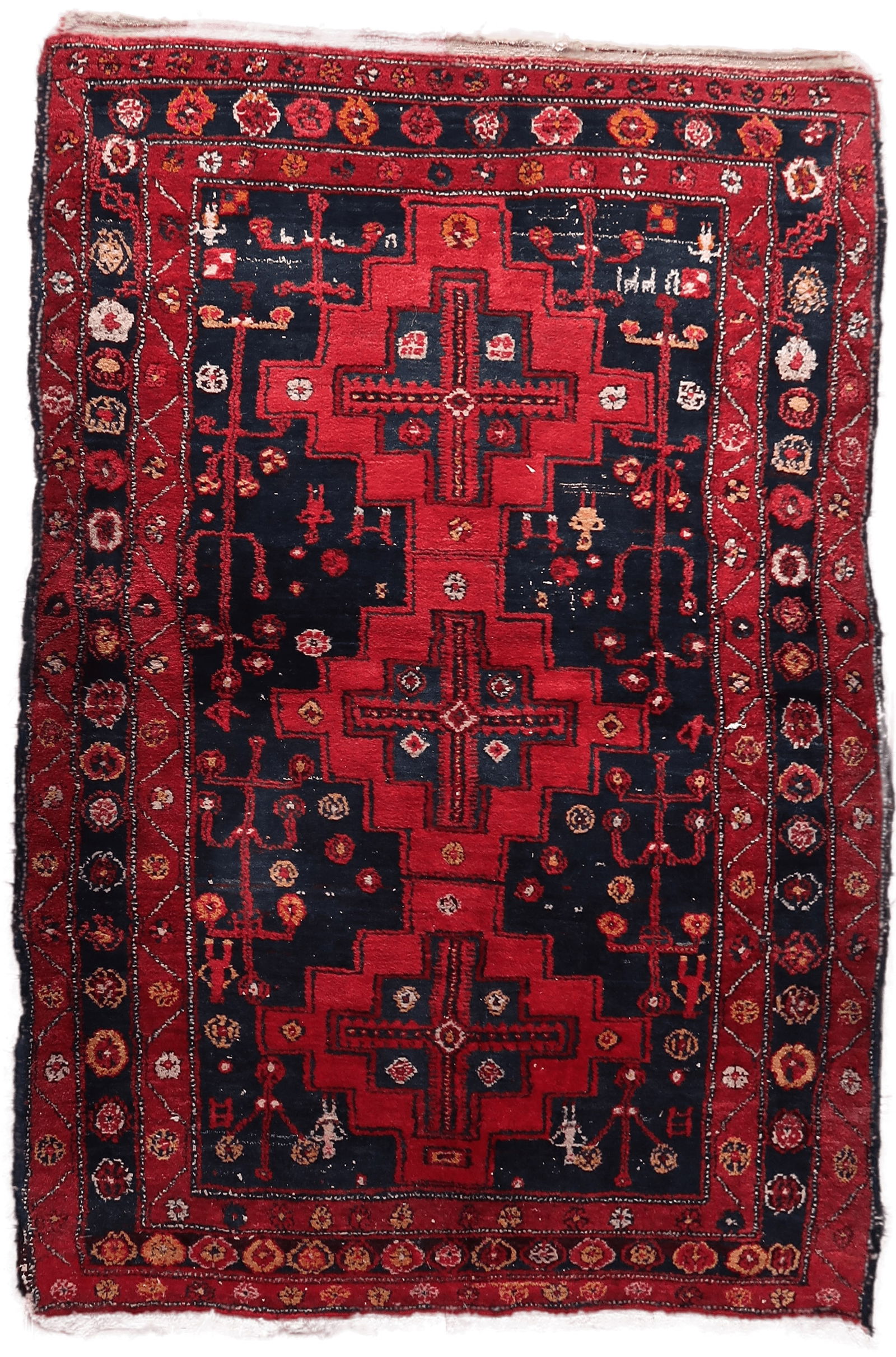 Handmade Antique Persian Hamadan Rug 4.6' x 6.7' (142cm x 205cm), 1930s (1 of 10)