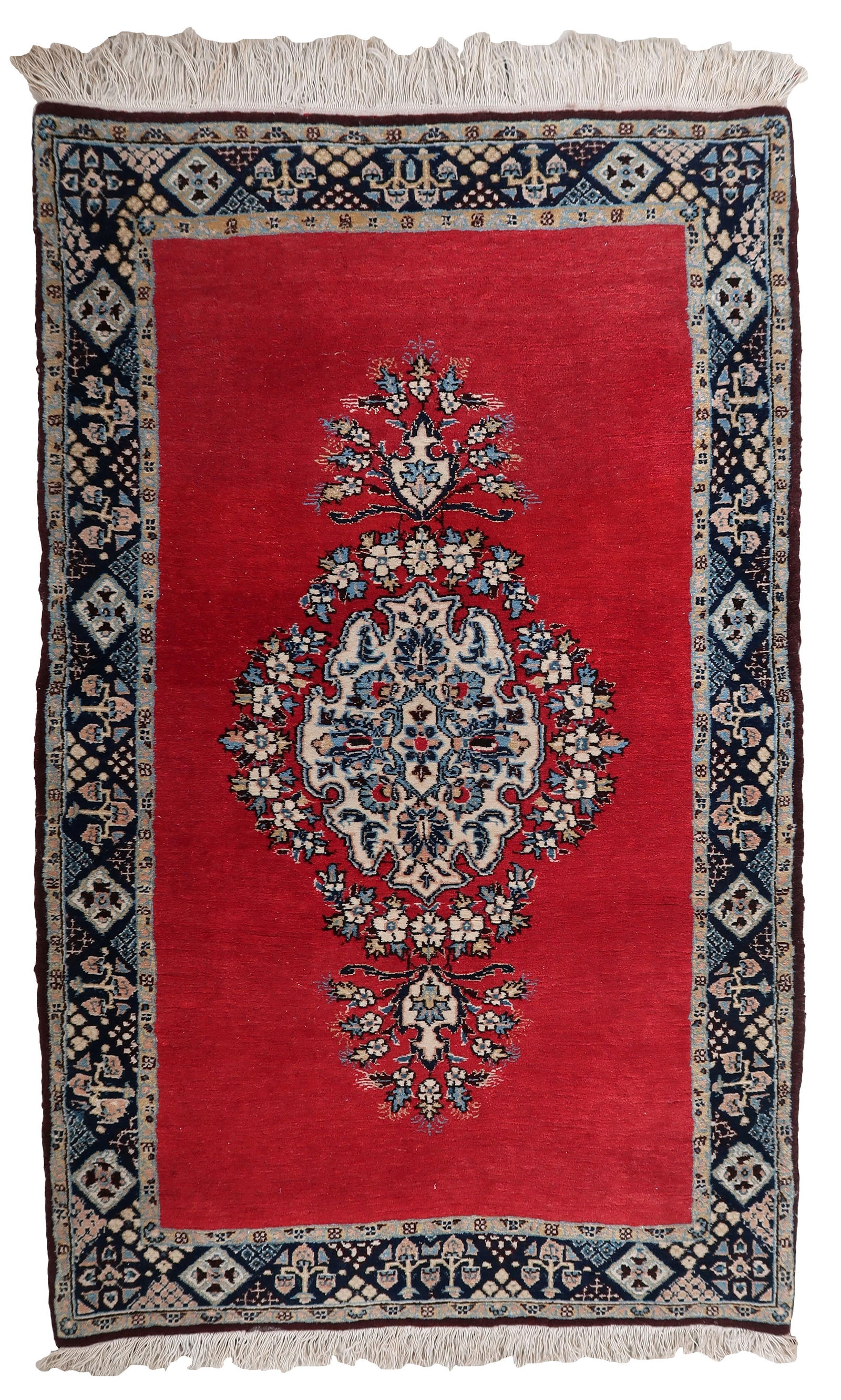 Handmade vintage Persian Tabriz rug 2.6' x 4.1' (80cm x 126cm) 1950s (1 of 12)