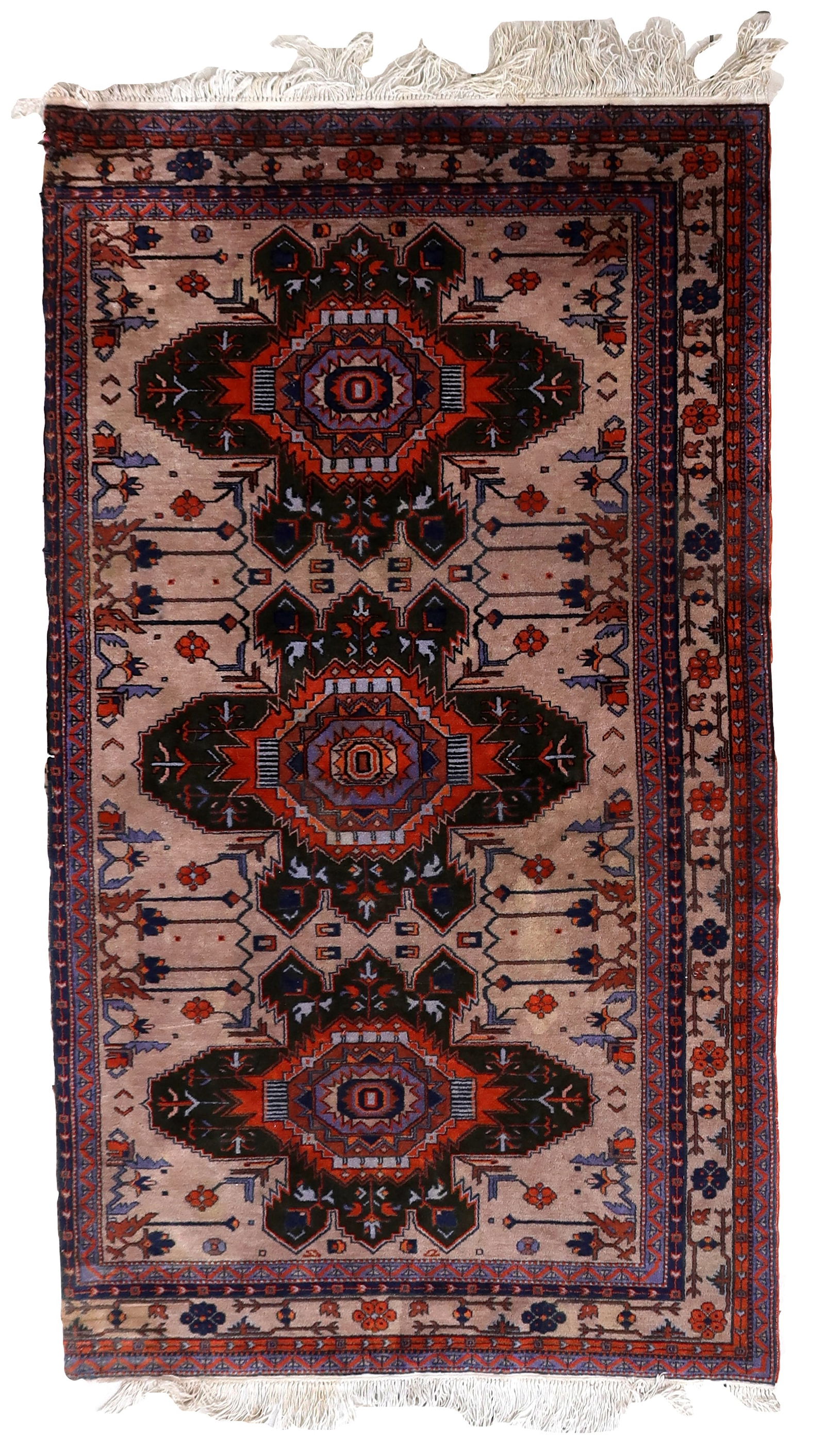 Handmade vintage Caucasian Kazak rug 4' x 6.9' (123cm x 213cm) 1960s (1 of 11)