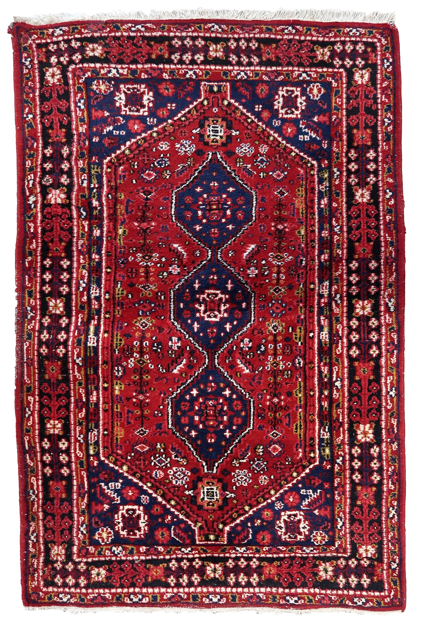 Handmade vintage Persian Shiraz rug 3.1' x 4.9' (97cm x 151cm) 1970s (1 of 9)