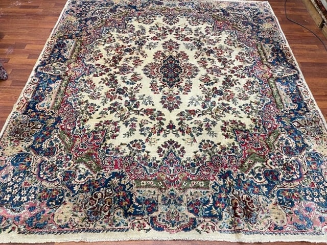 Antique square size Ravar kirman rug-3898 (1 of 8)